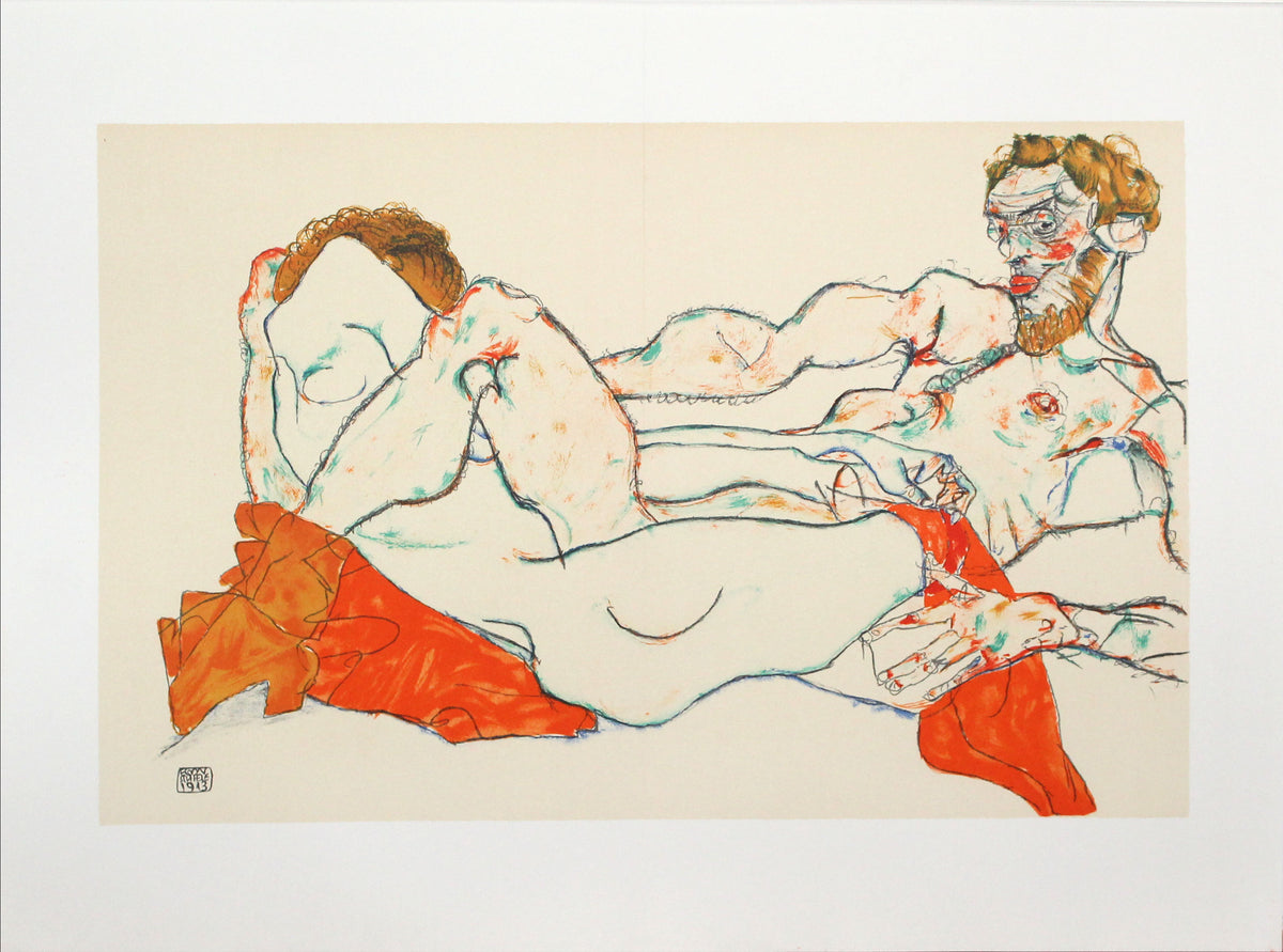 Egon Schiele - Reclining Male and Female Nude