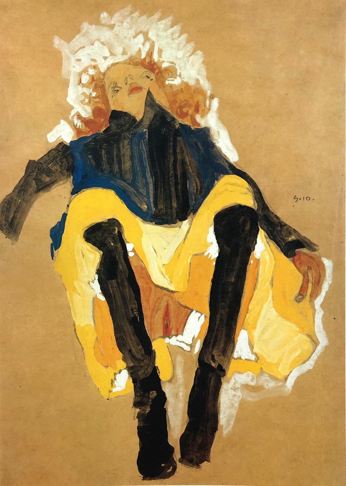 Egon Schiele - Red haired girl with legs apart 1910