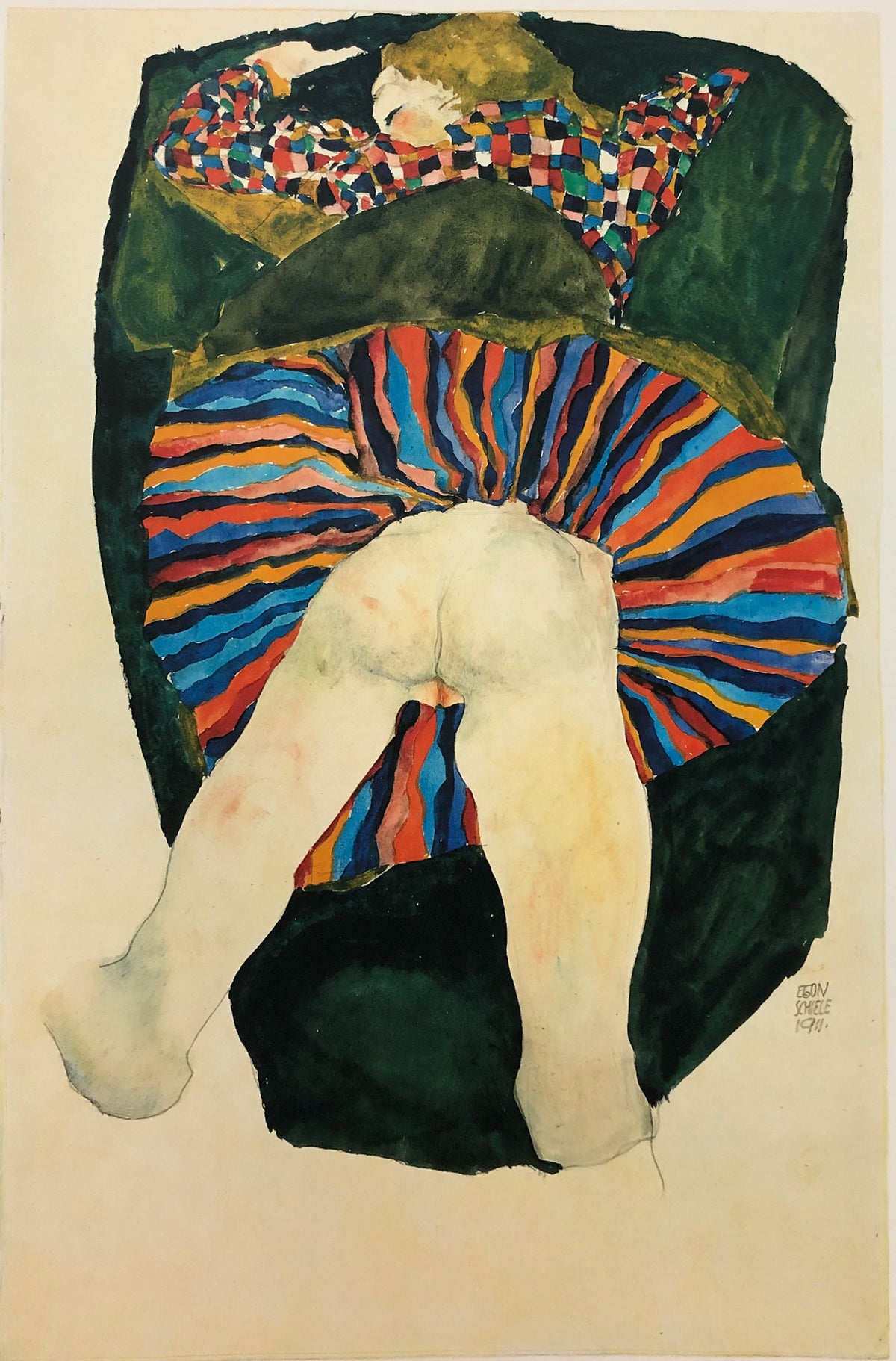 Egon Schiele - Girl Sitting in Black Apron 1911