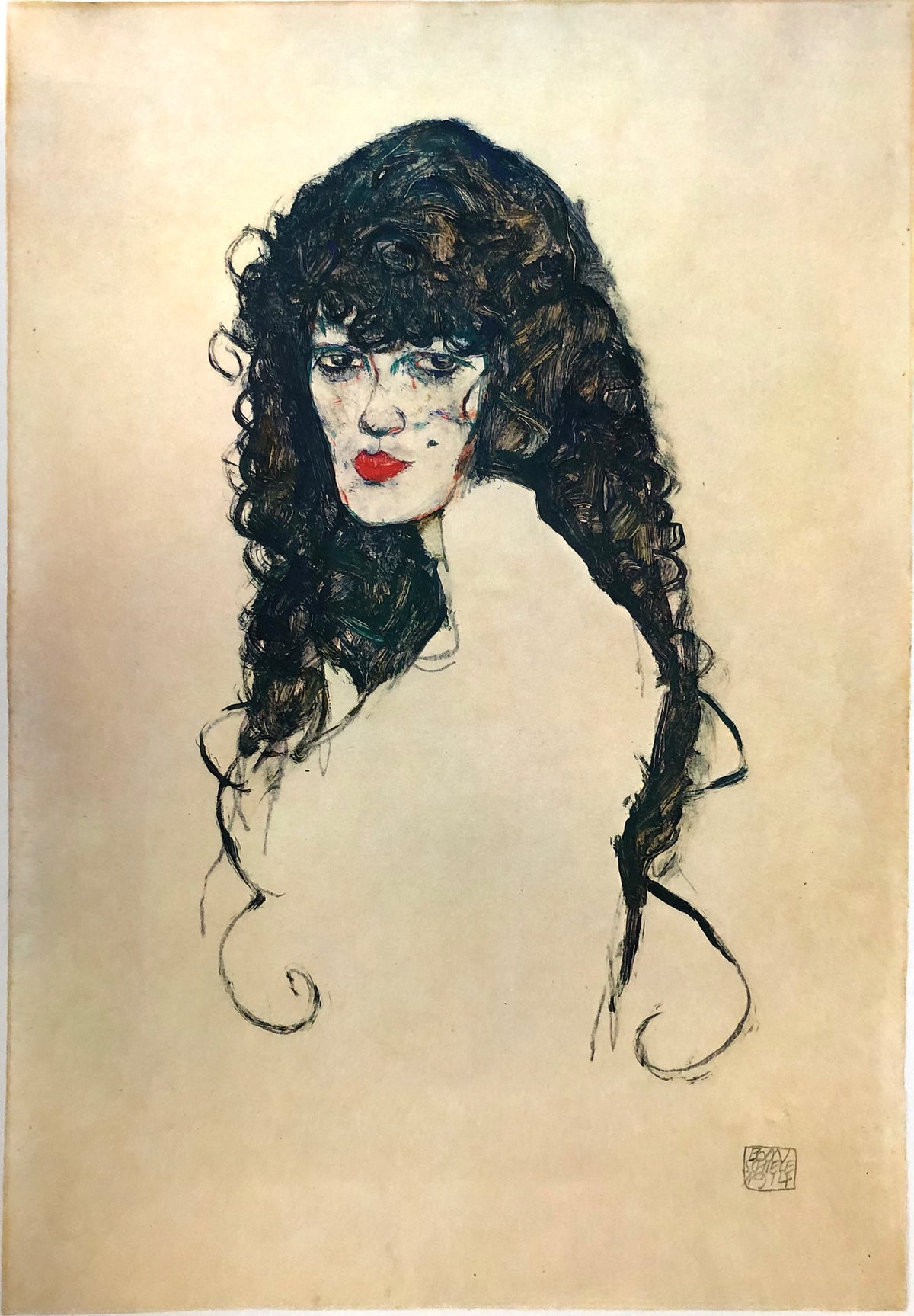 Egon Schiele - Black-haired woman 1914