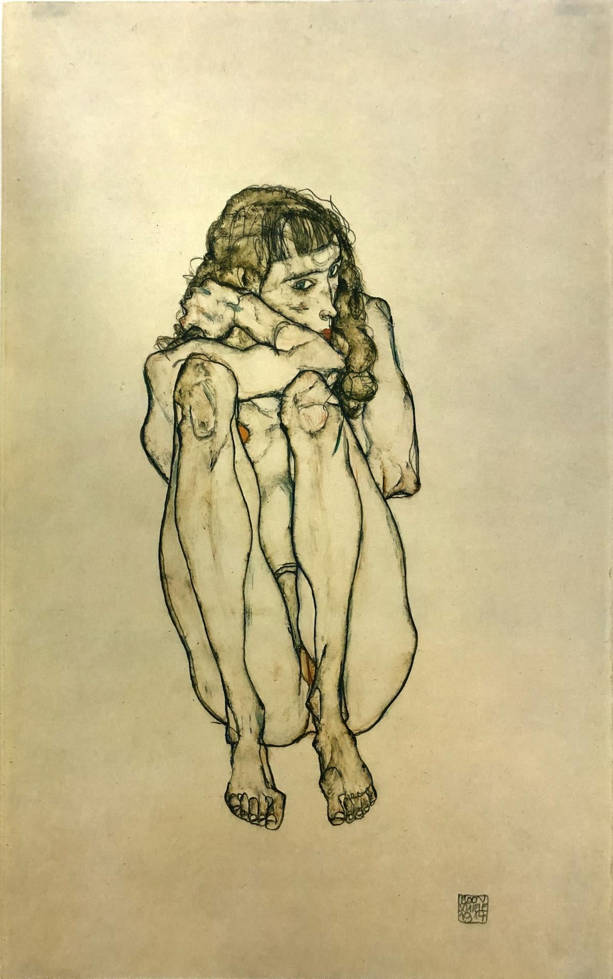 Egon Schiele - Naked Sitting 1914
