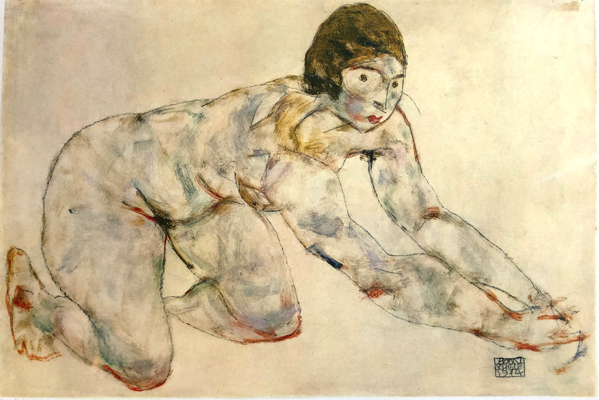Egon Schiele - Nude kneeling 1914