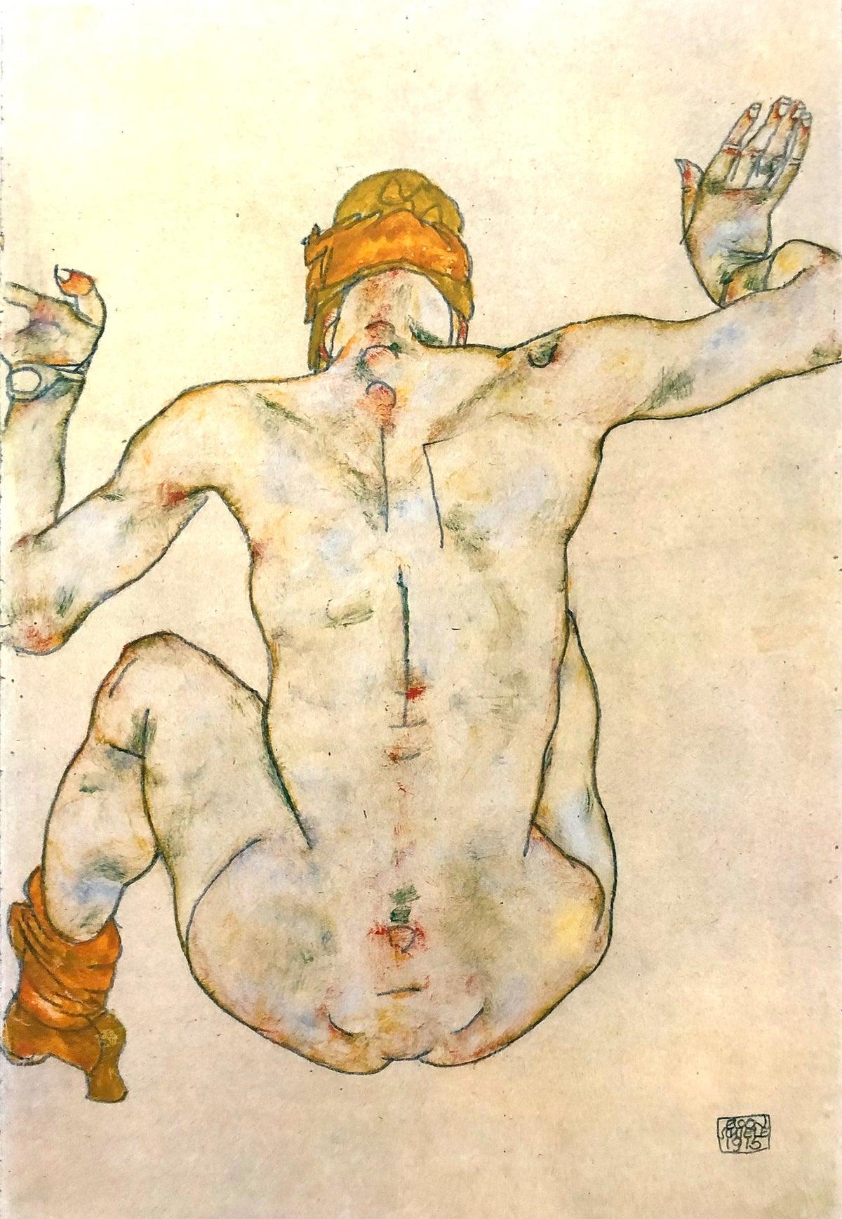 Egon Schiele - Nude seated from behind 1915
