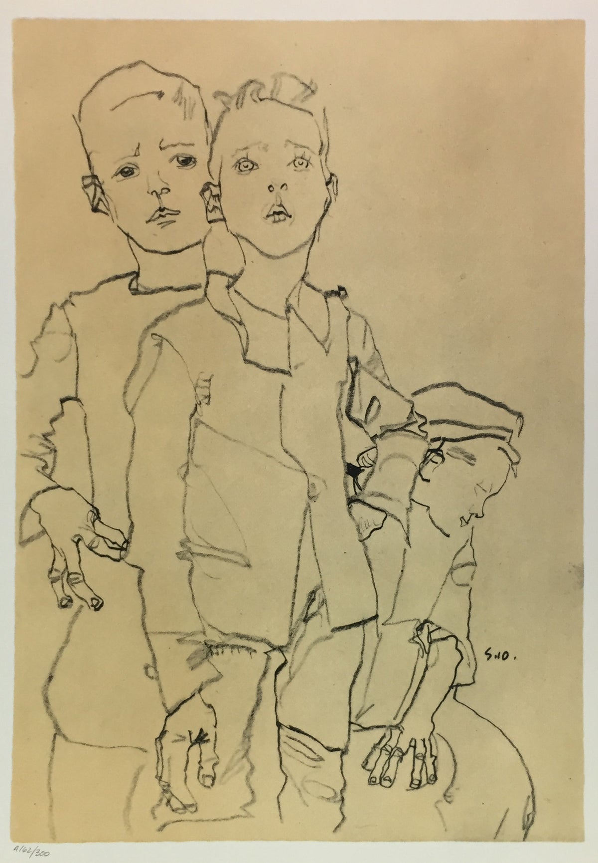 Egon Schiele - Group of Three Street Boys