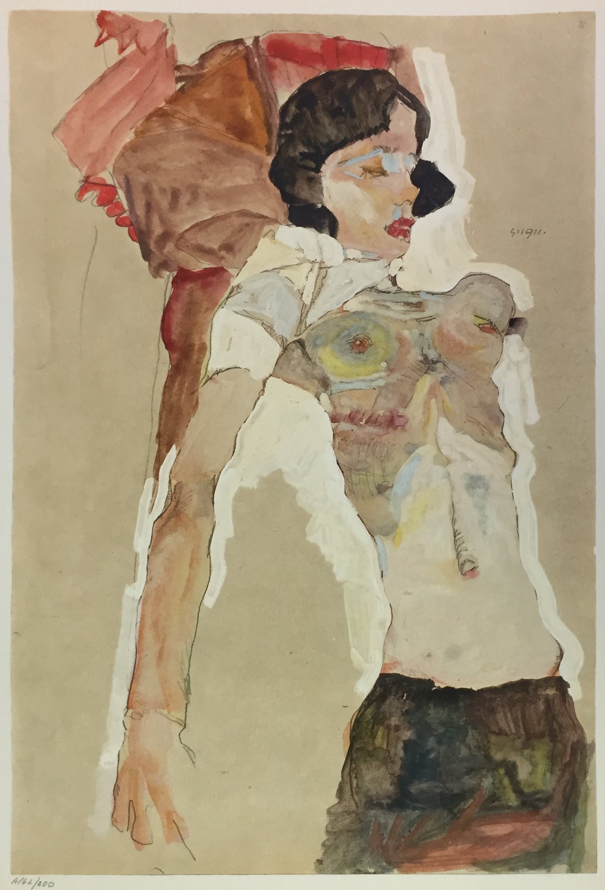 Egon Schiele - Sleeping Woman, half draped