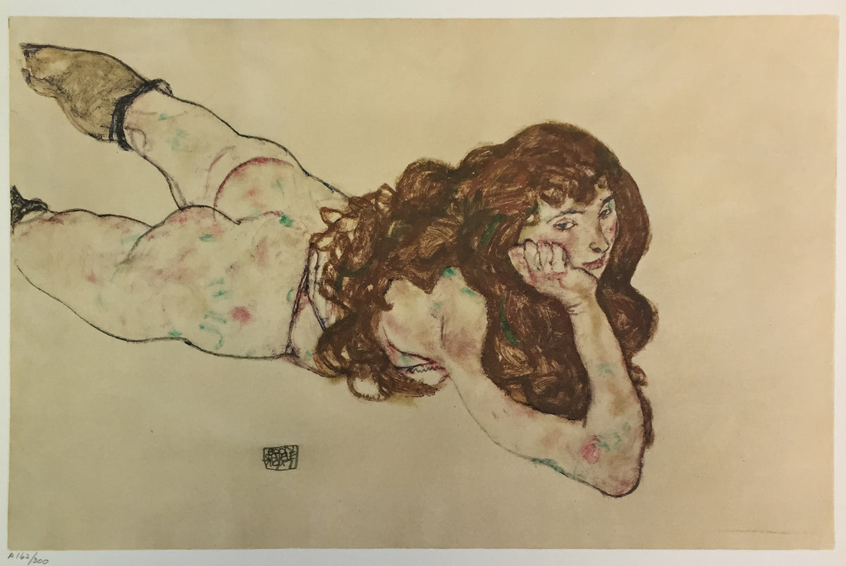 Egon Schiele - Woman lying on her Front