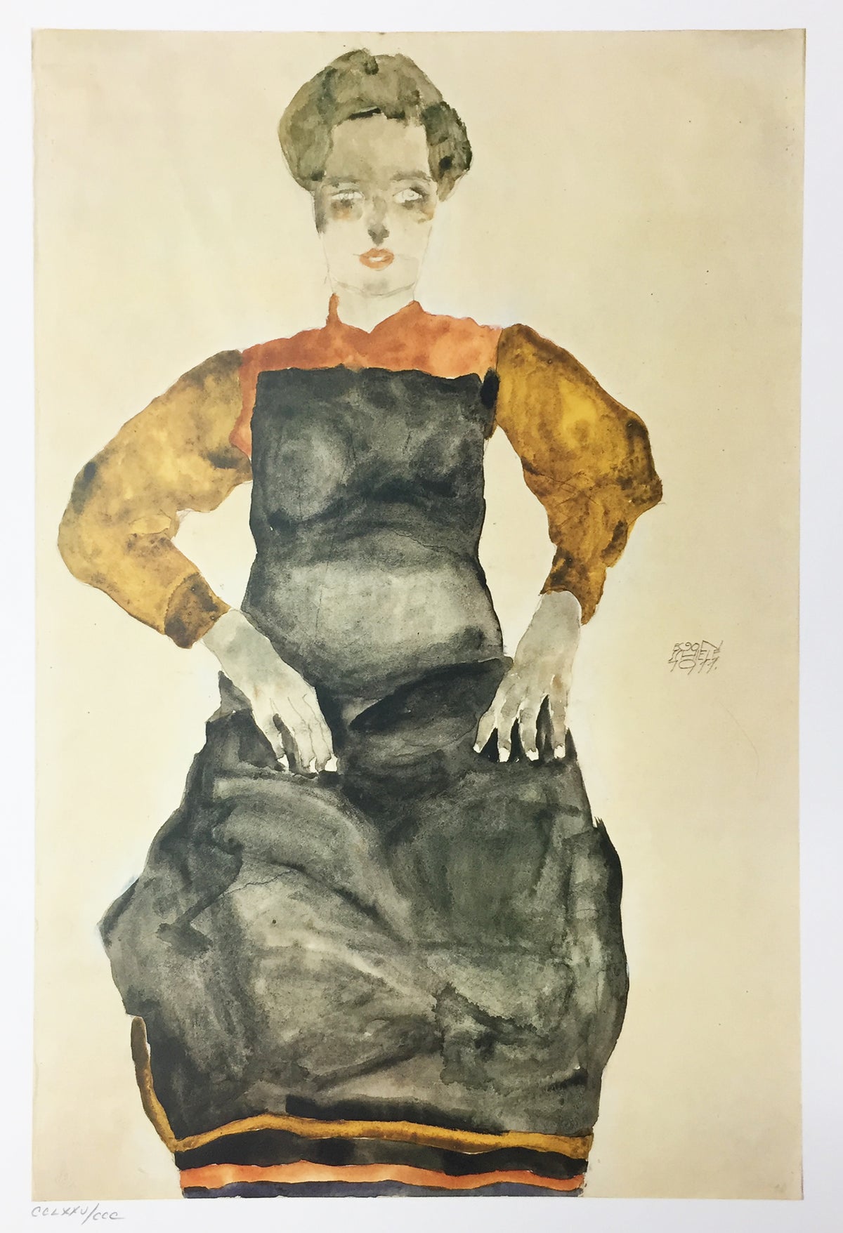 Egon Schiele - Girl Sitting in Black Apron 1911