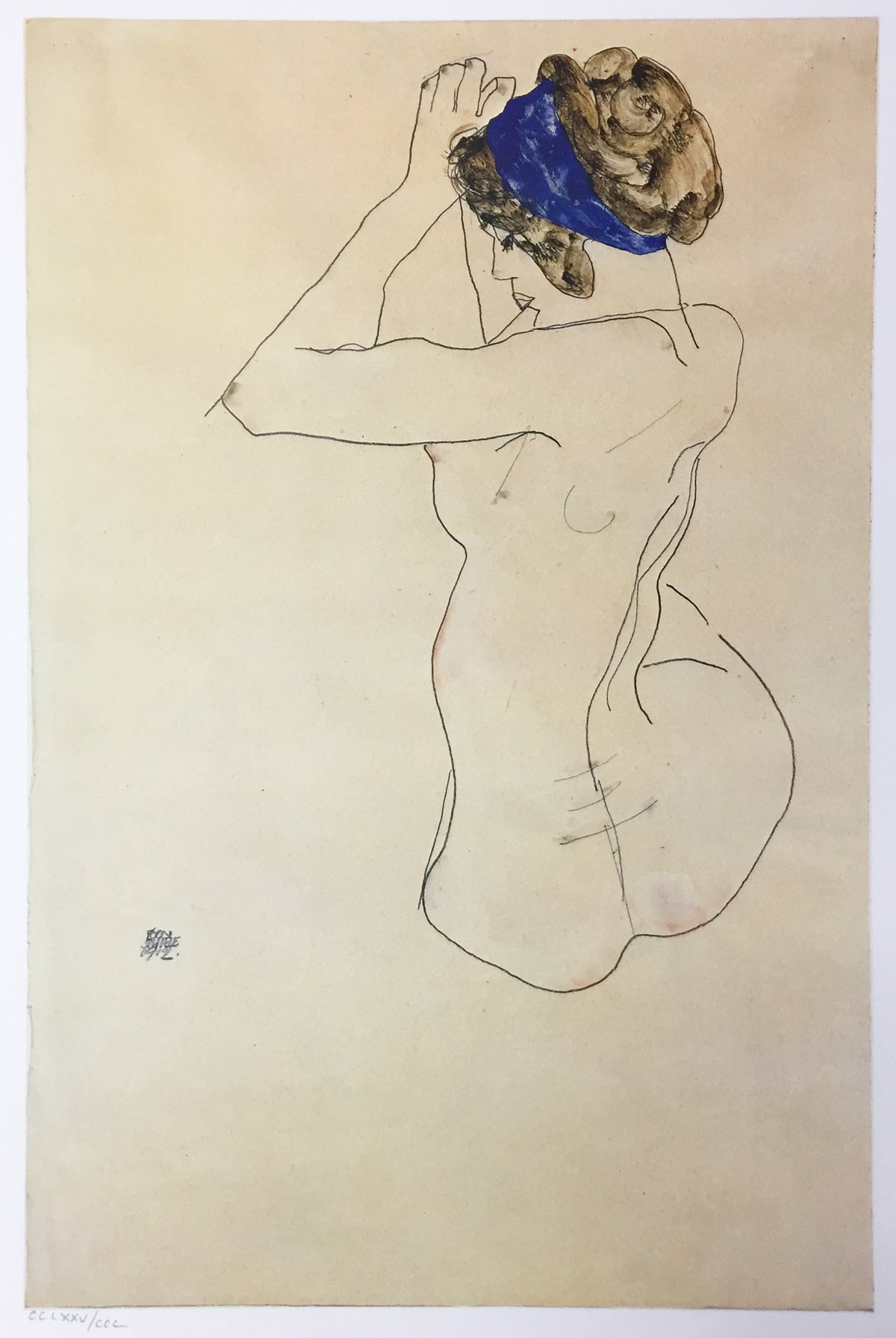 Egon Schiele - Nude Sitting with Blue Headband 1912