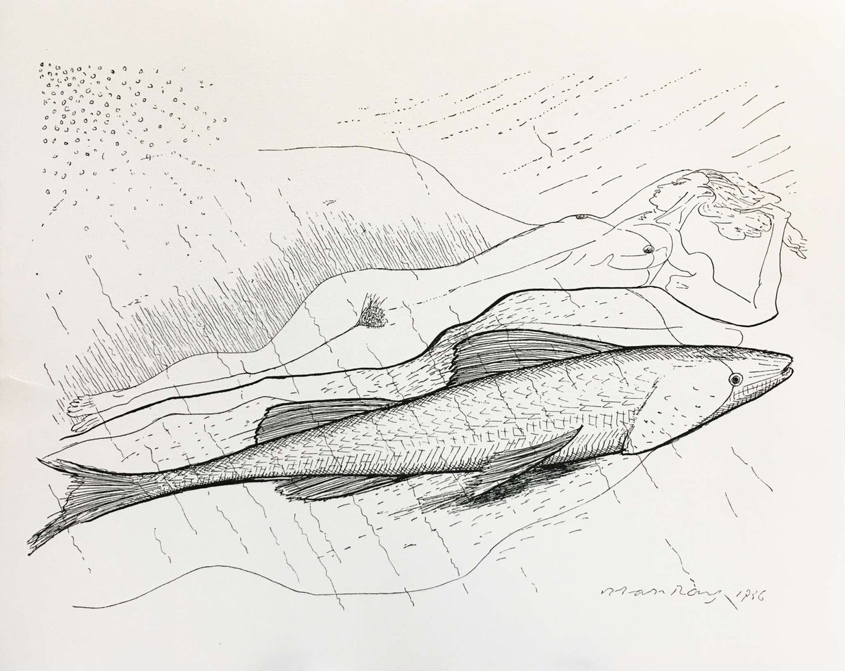 Man Ray - Untitled (Woman Laying with Fish)
