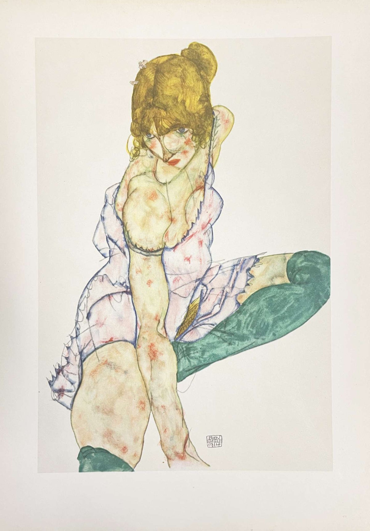 Egon Schiele - Girl in Green Stockings
