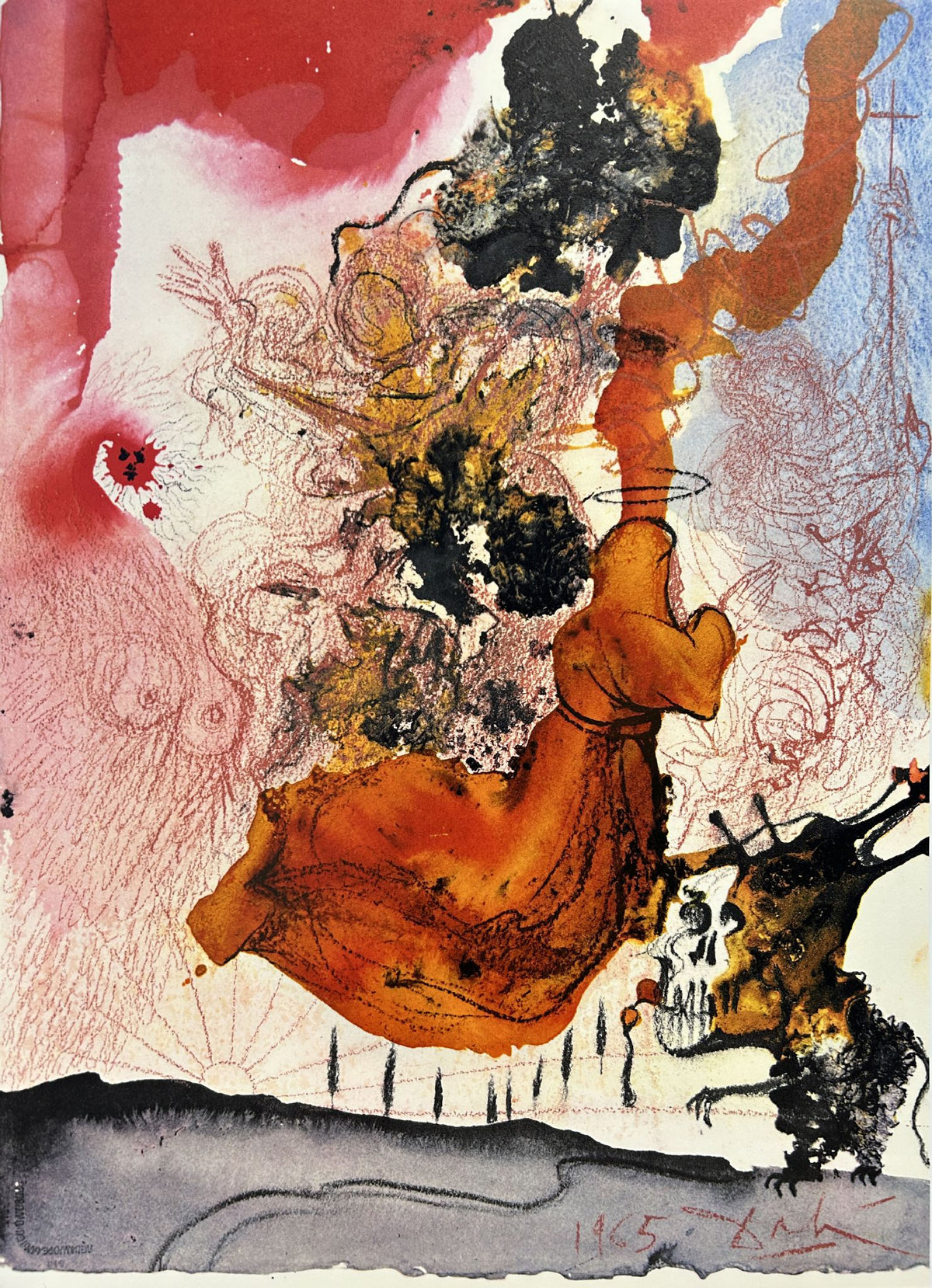 A Corpse In The Tomb Of Elijah by Salvador Dali, 1969 fine art lithograph