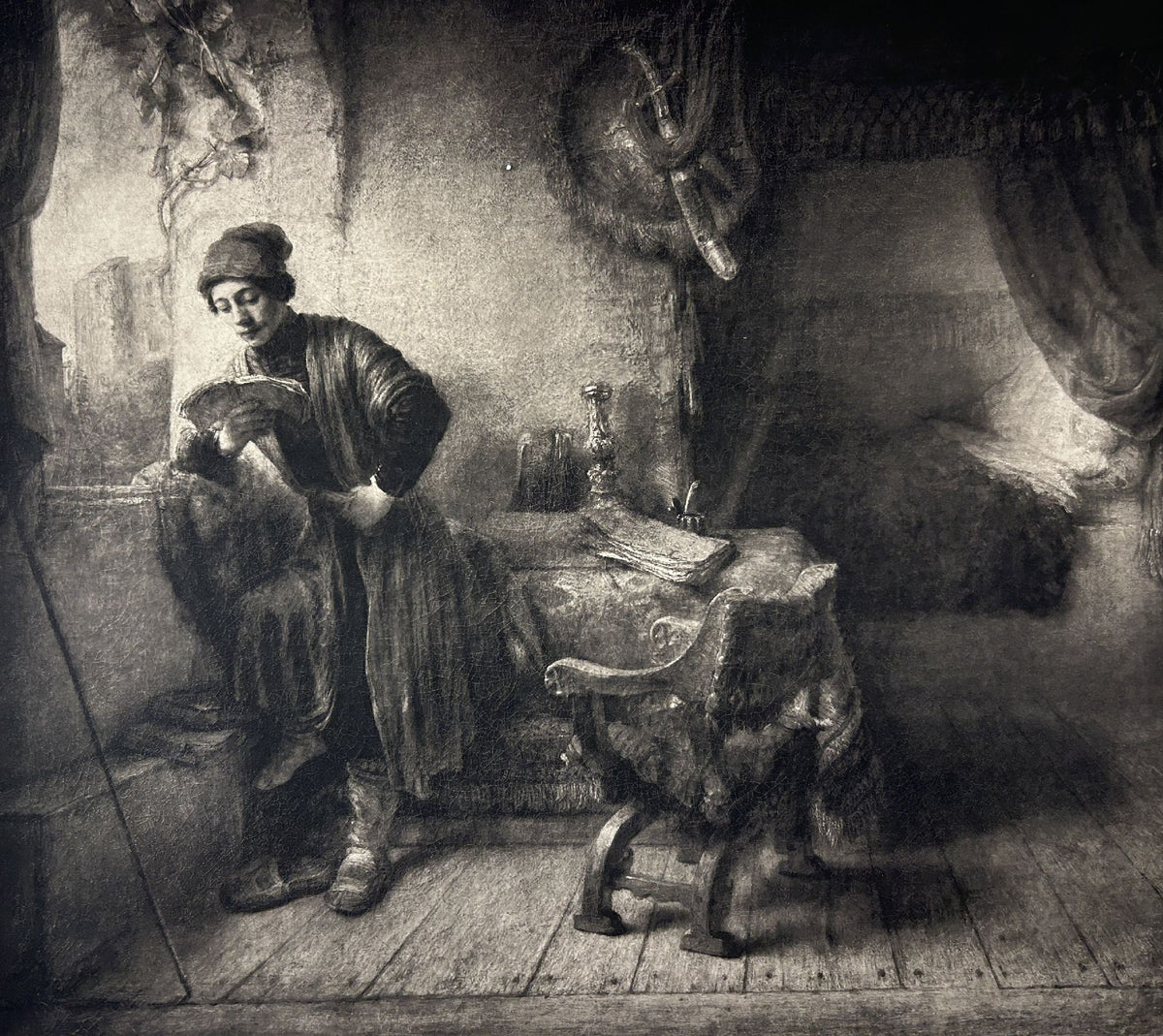 Rembrandt van Rijn - Man Reading At A Window