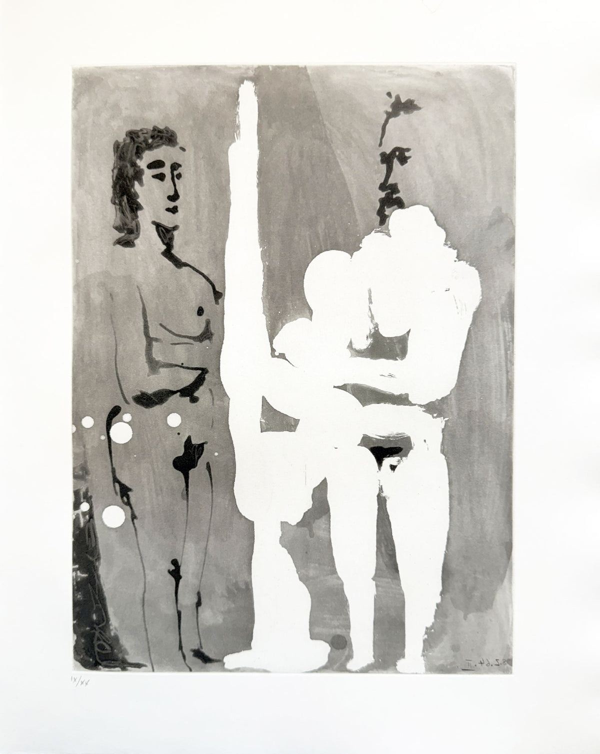 Pablo Picasso - Peintre debout a son chevalet, avec un modele (Painter Standing at His Easel, with a Model)