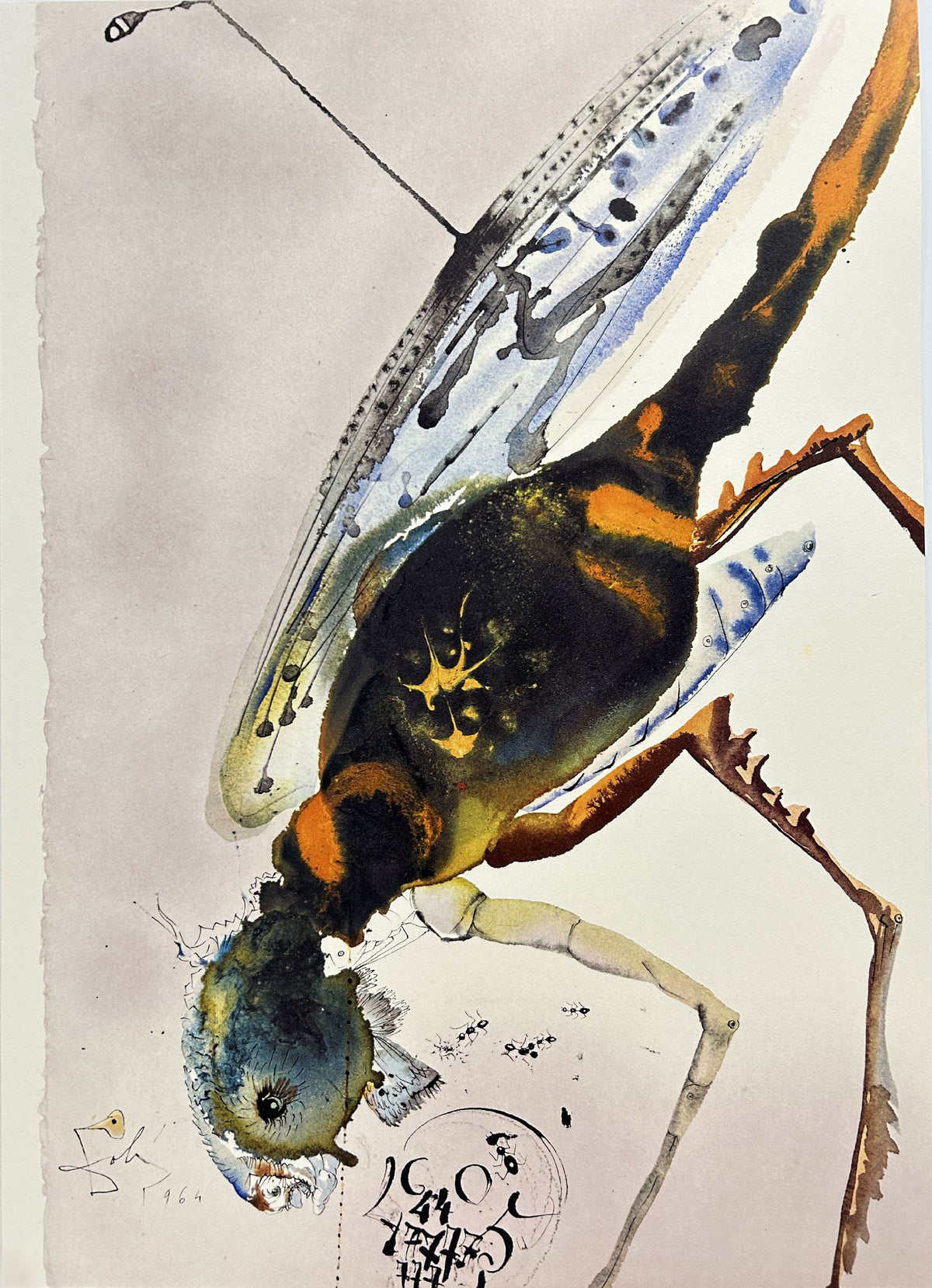 Locust And Grasshopper by Salvador Dali, 1969 fine art lithograph